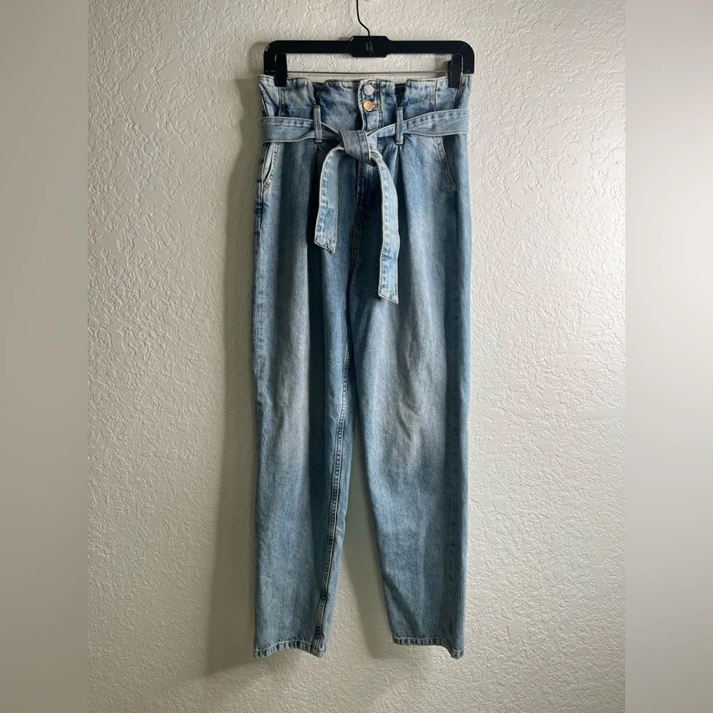 Anine Bing Jeans‎ Everly Paper Bag Waist High Rise Denim Women's Size 25 Blue